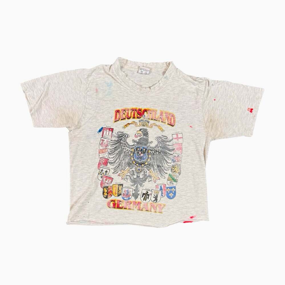 Vintage Thrashed Paint Splatter Deutschland Germany Eagle Graphic T-Shirt Size M
